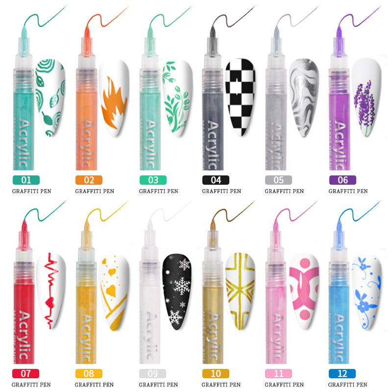 Acrylic Nail Art Graffiti Pen for DIY Painting and Detailing