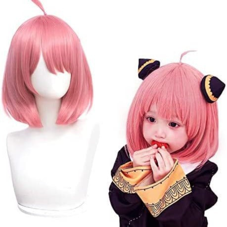 Anya Style Light Pink Short Bob Cosplay Wig with Adjustable Bangs