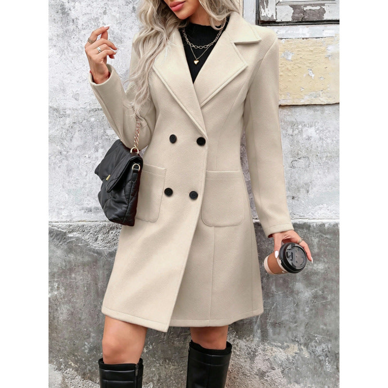 One Painting Women's Slim Long Woolen Suit Coat