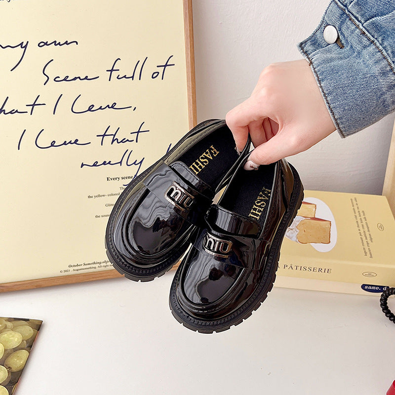 Kids' Formal Patent Leather Loafers, Slip-On with Buckle