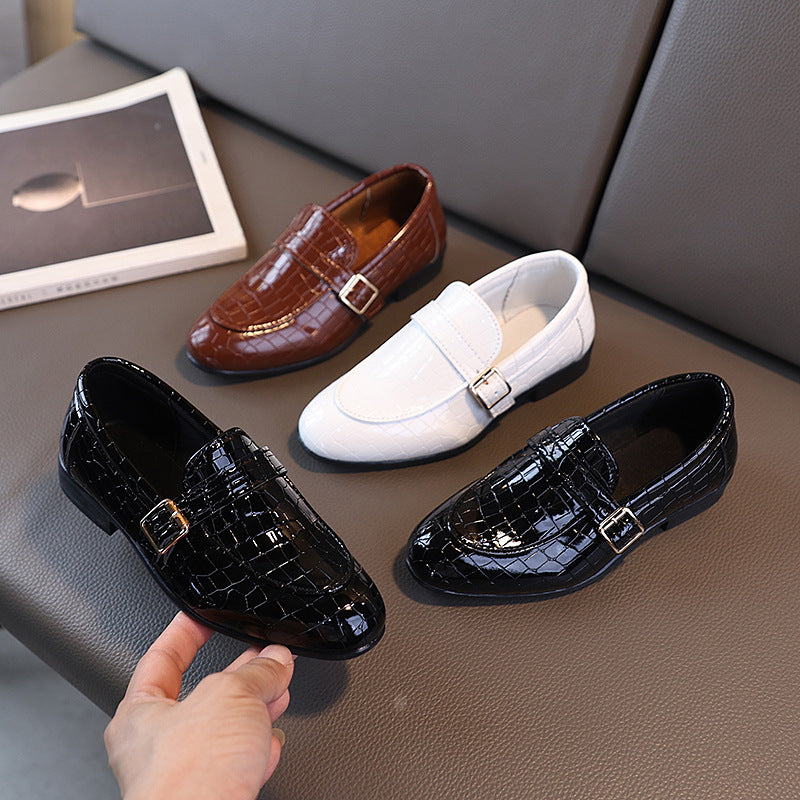 Boys' Pointed British Style Lace-Up Leather Shoes