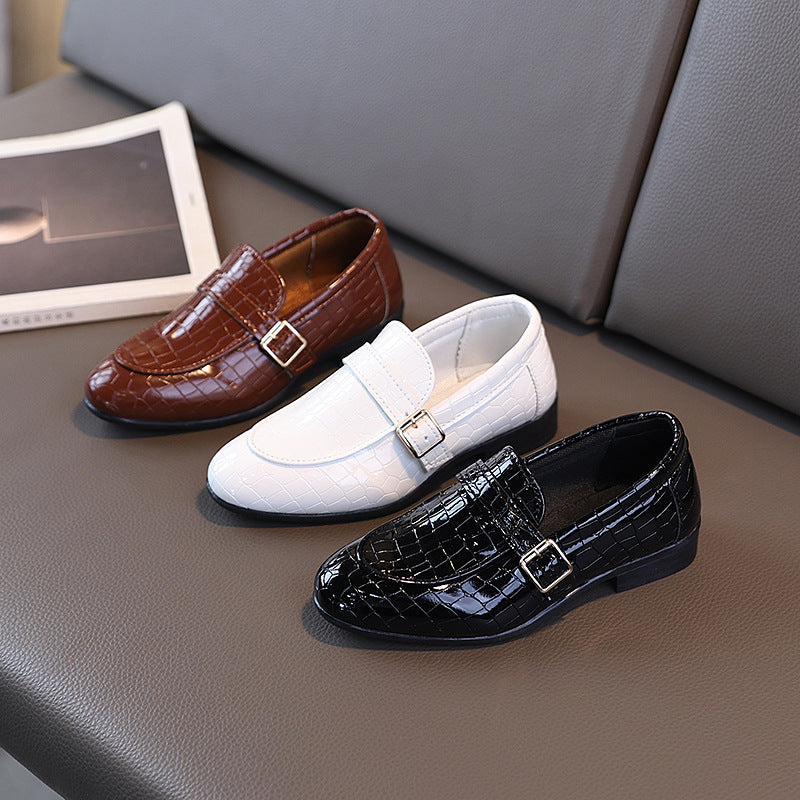 Boys' Pointed British Style Lace-Up Leather Shoes