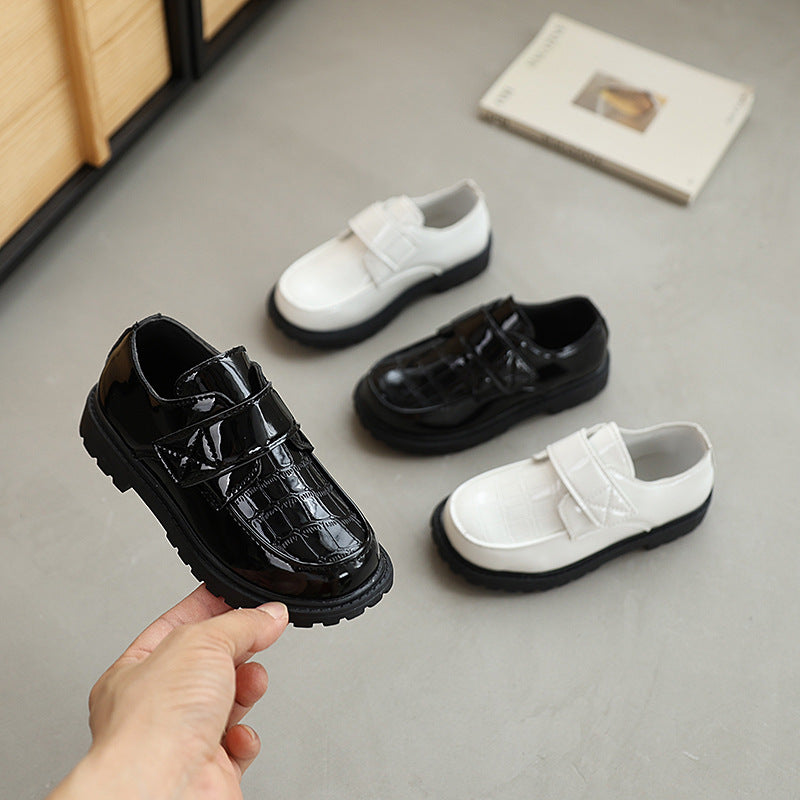 Boys' British Style Leather Performance Shoes, Velcro