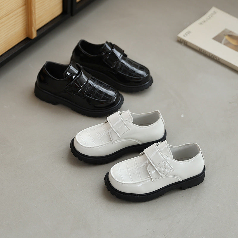 Boys' British Style Leather Performance Shoes, Velcro
