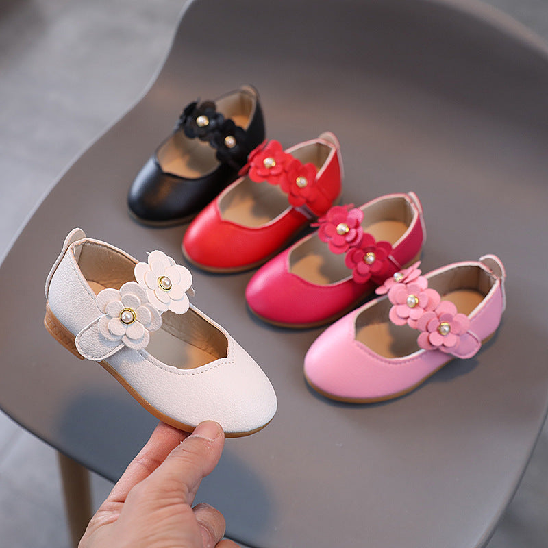 Girls' Korean Style Flower Princess Leather Shoes