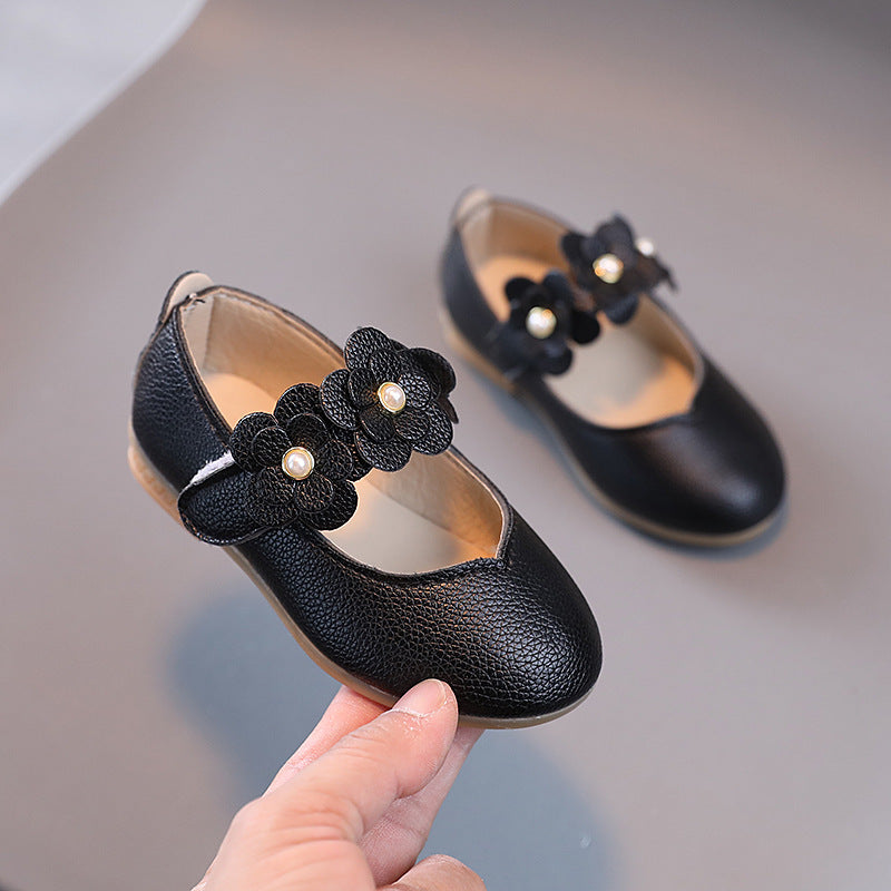 Girls' Korean Style Flower Princess Leather Shoes