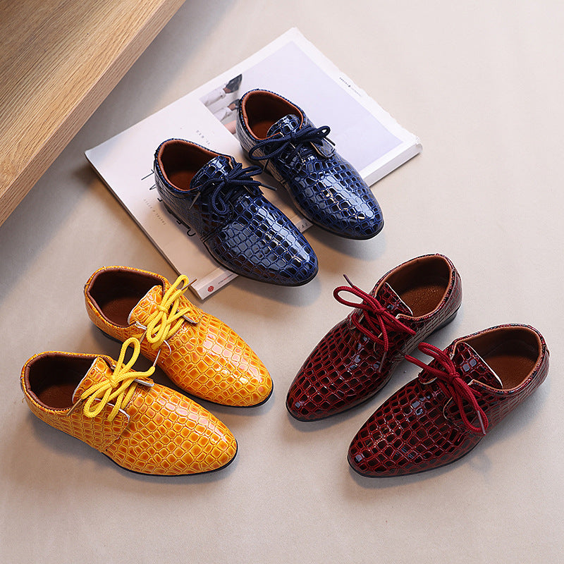 Boys' Pointed British Style Leather Shoes, Fashion Colors