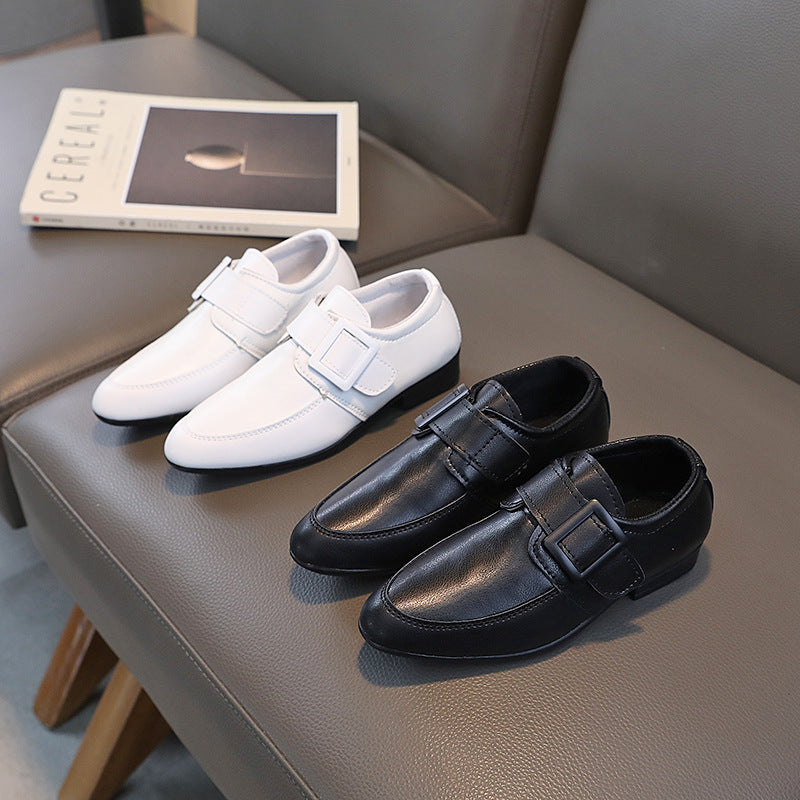Boys' Pointed British Style Black and White Dress Shoes
