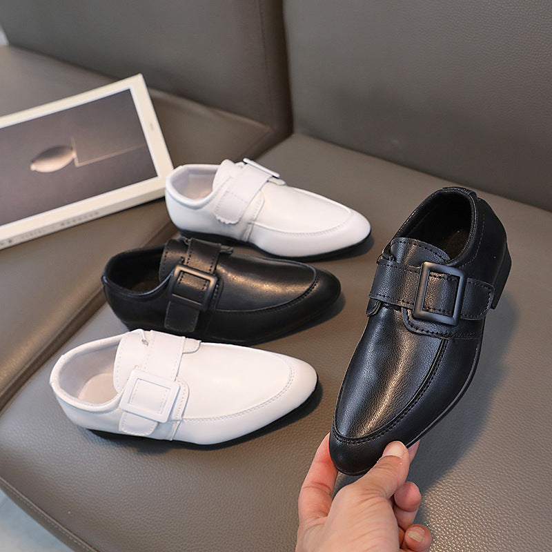 Boys' Pointed British Style Black and White Dress Shoes