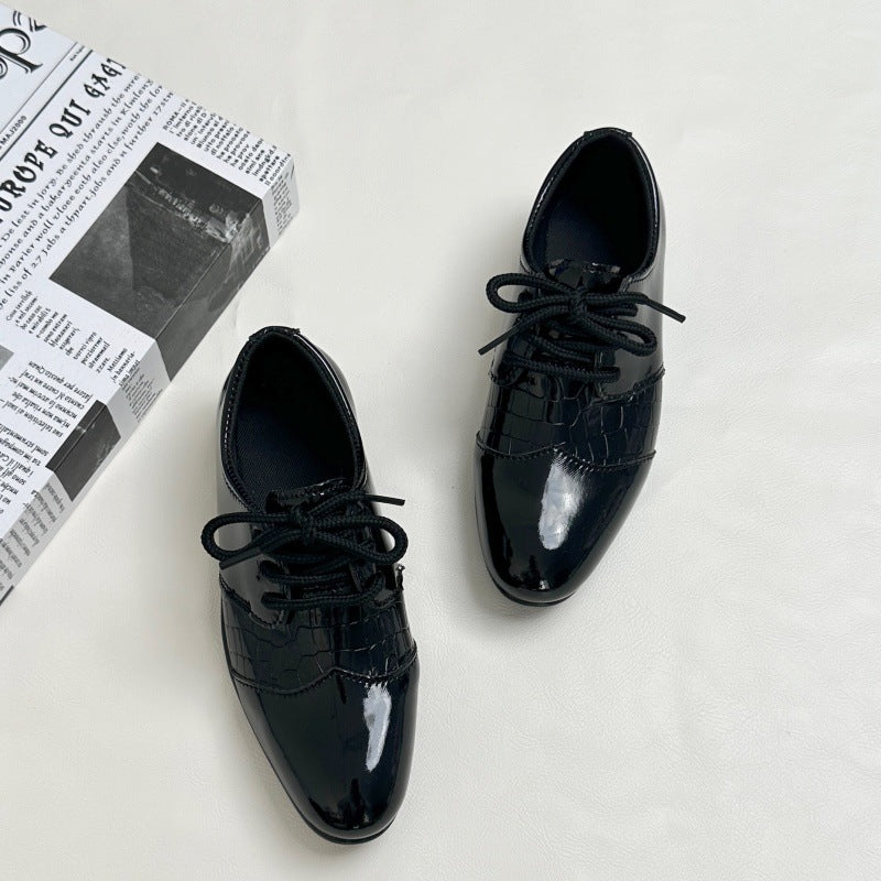 Boys' Black Pointed British Style School Performance Shoes