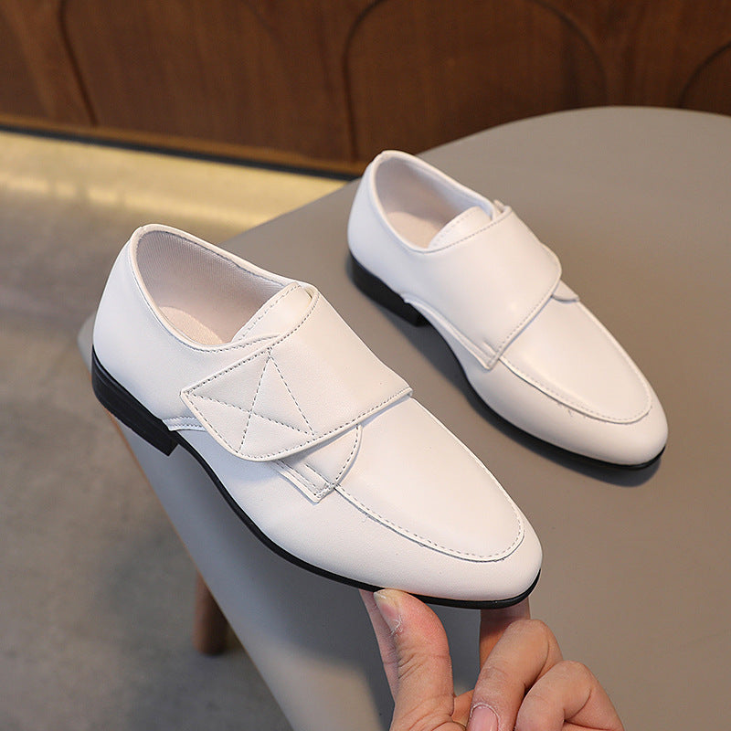 Boys' Black Fashion Leather Shoes, Soft-Sole Performance