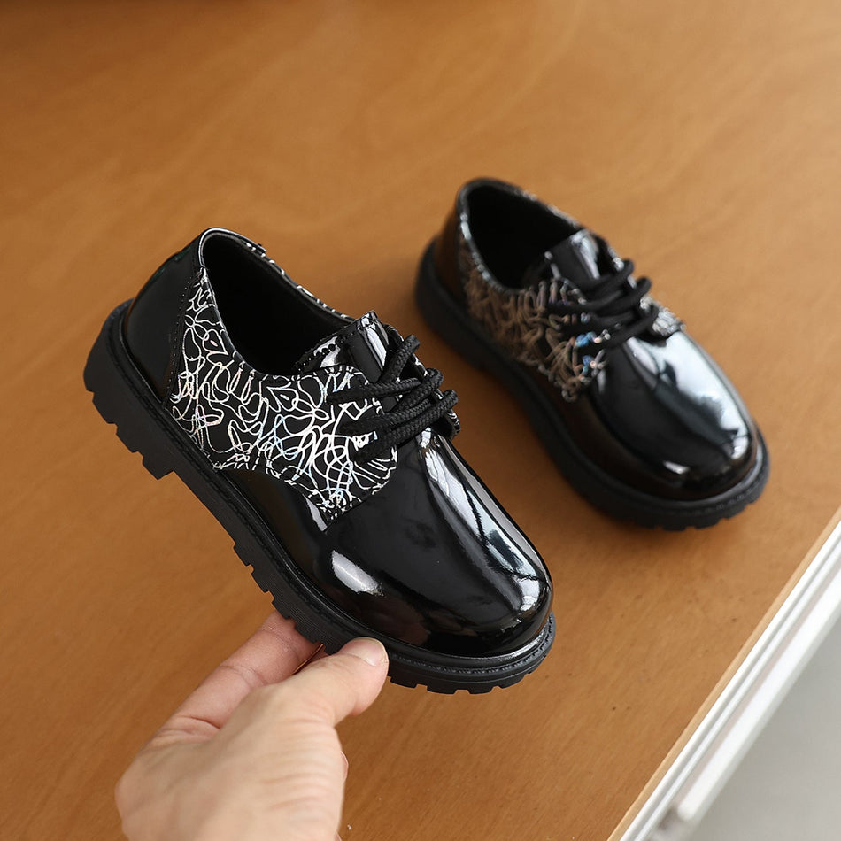 Boys' Breathable Black British Style Performance Shoes