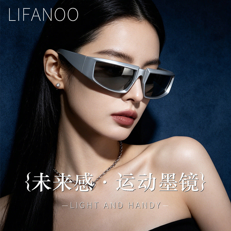 Unisex Cycling Sports Sunglasses Silver Hip-Hop Outdoor Eyewear