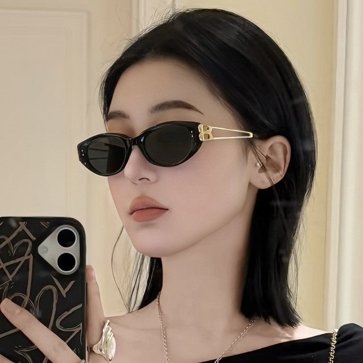 Women's Metal Leg Cat-Eye Sunglasses High-End Polarized Eyewear