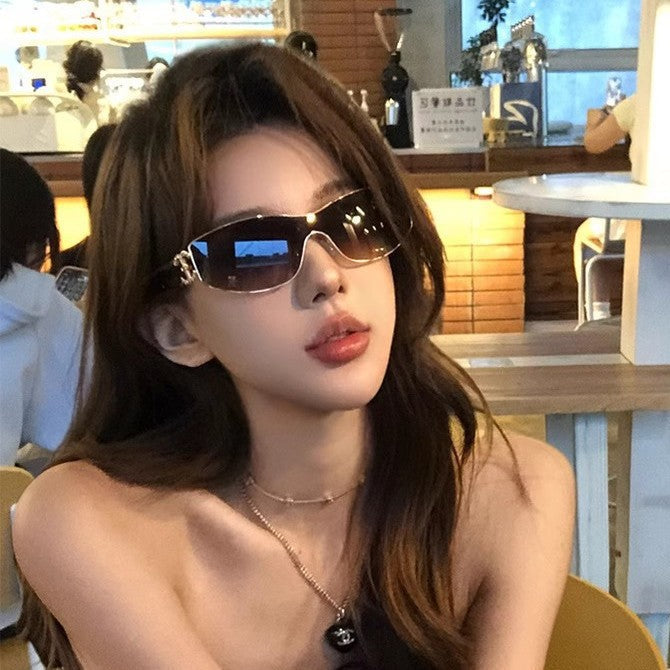Women's Y2K Gradient Tea Sunglasses Metal Frame Fashion Eyewear