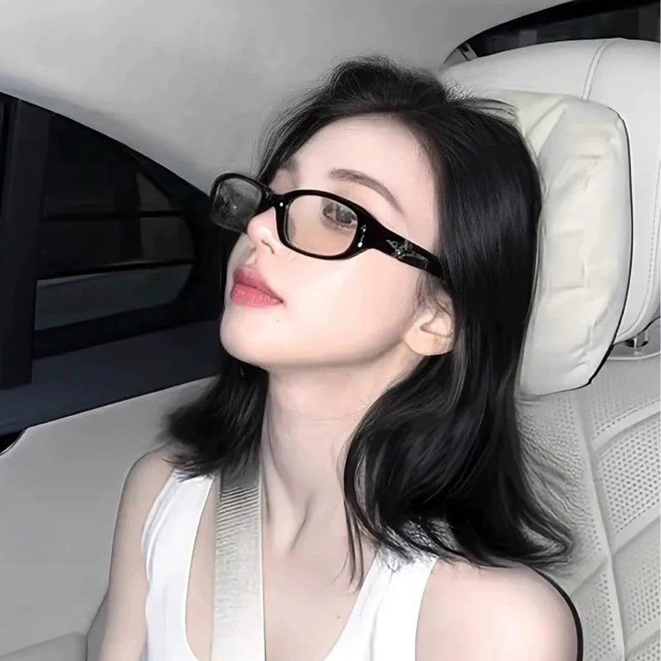 Unisex Korean Style Square Black Frame Myopia Glasses High-End