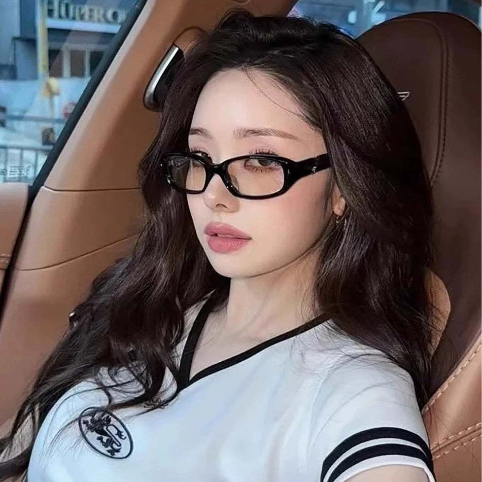 Unisex Korean Style Square Black Frame Myopia Glasses High-End