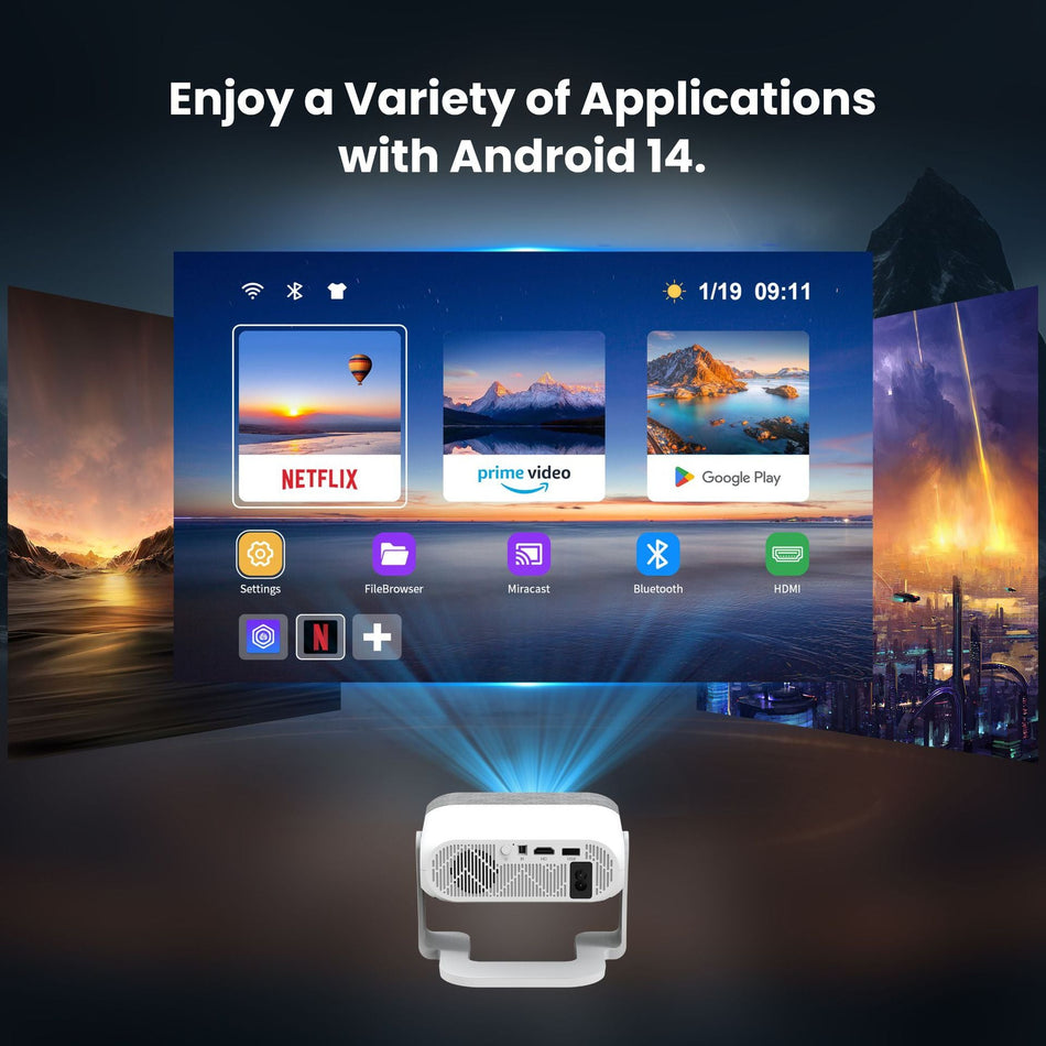 Portable 4K Projector with Autofocus for Home and Bedroom Use