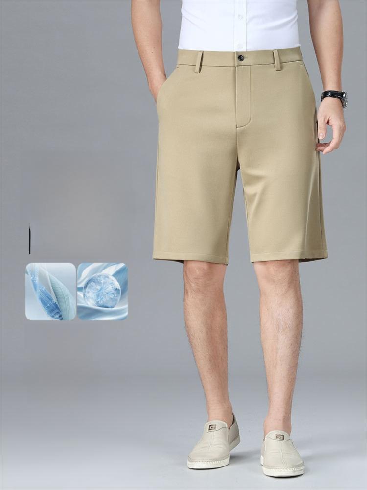 Men's Ice Silk Cropped Pants, Business Casual Stretch