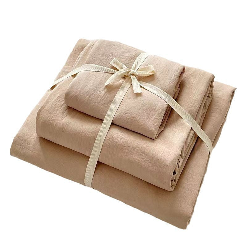 Washed Cotton Linen Bedding Set Pure Color Quilt Cover