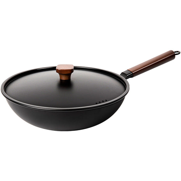 Anti-Rust Iron Frying Pan with Flat Bottom Non-Stick Surface