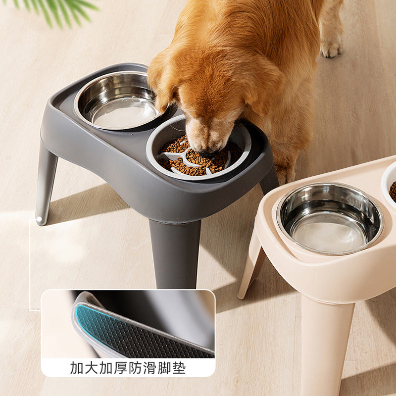 Folding Elevated Double Dog Bowl for Medium and Large Dogs