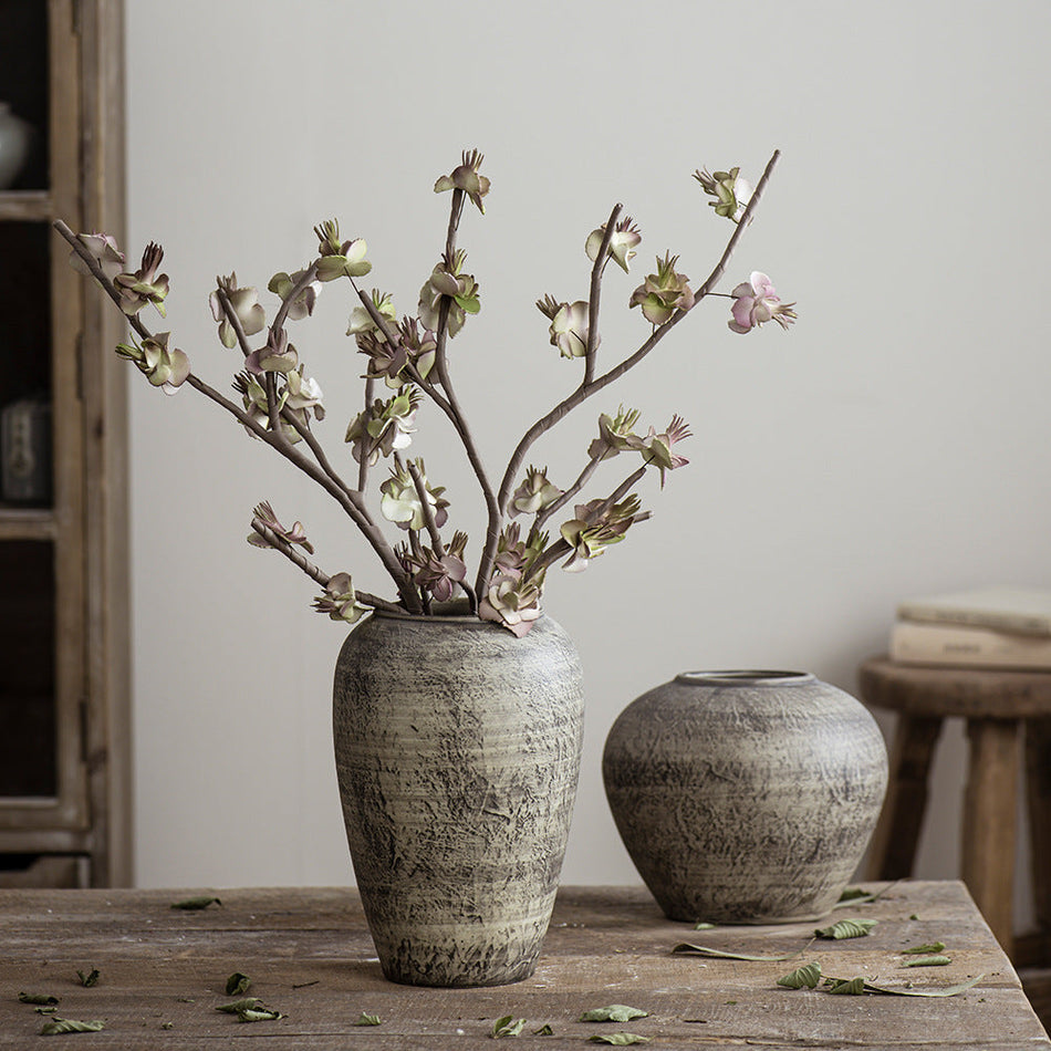 Retro Ceramic Dried Flower Vase for Living Room Decoration