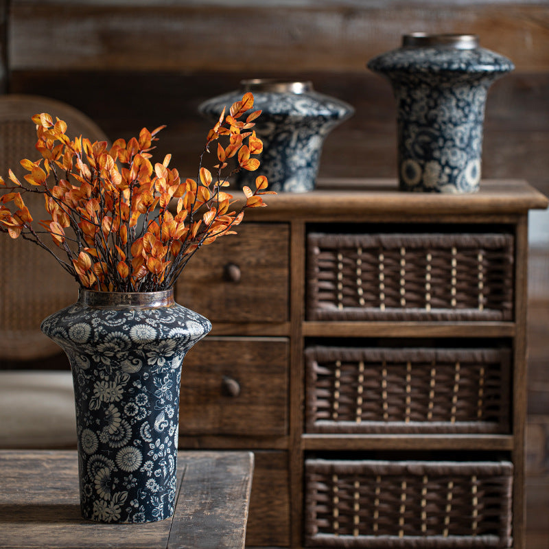 Retro Ceramic Belly Vase for Living Room and Study Decor