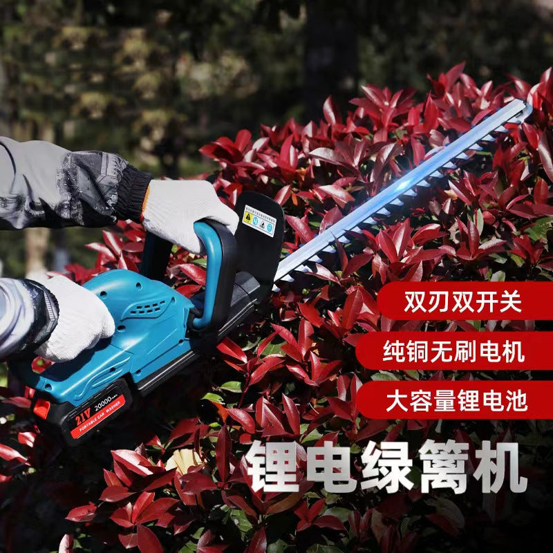 Cordless Brushless Hedge Trimmer with Double-Edged Accessory