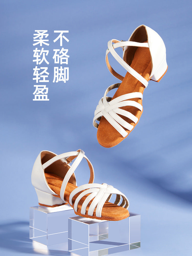 Girls' Latin Dance Shoes, Soft-Sole Cha-Cha Practice Shoes