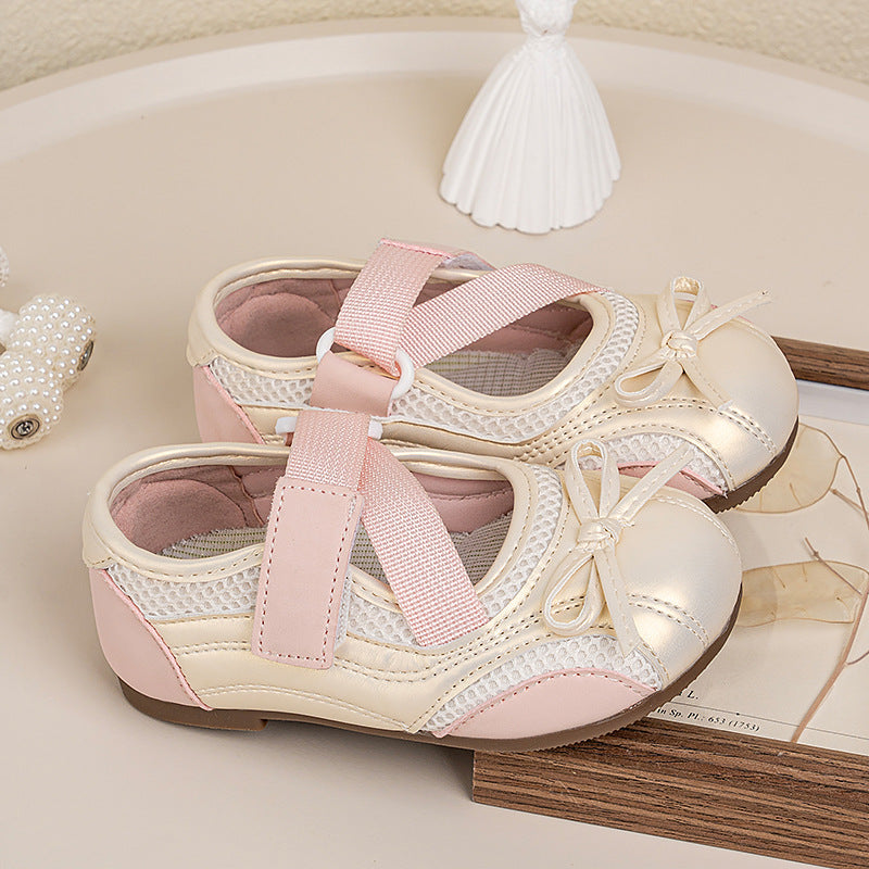 Girls' Bowknot Princess Shoes, Soft-Sole Breathable Style