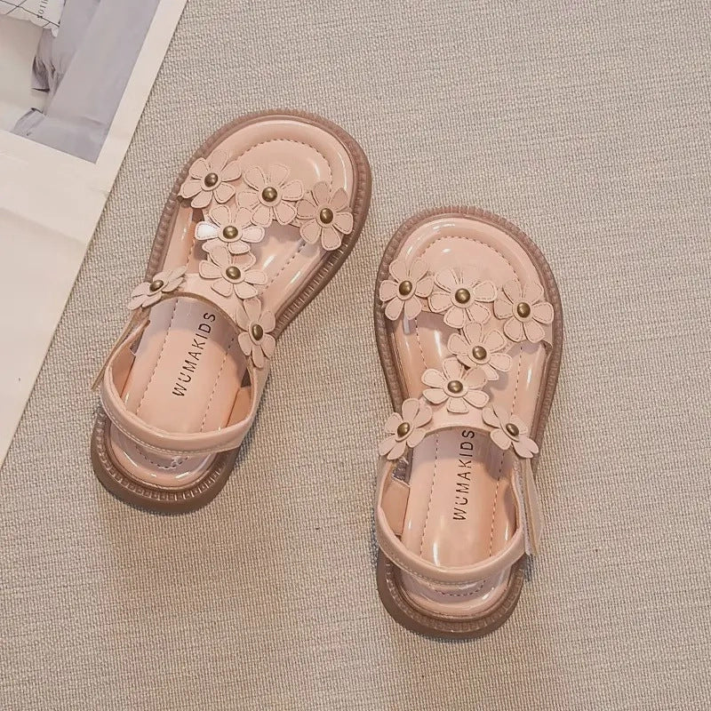 Girls' Princess Sandals, Soft-Sole Covered Toe Style