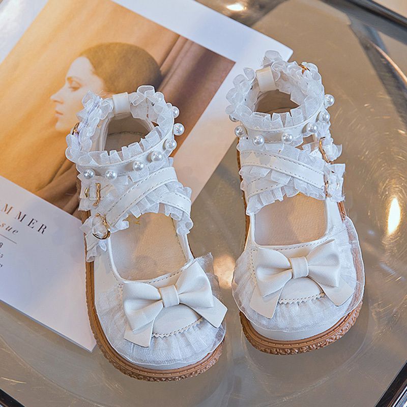 Girls' Lolita Flat Shoes, Soft-Sole Casual Leather Style