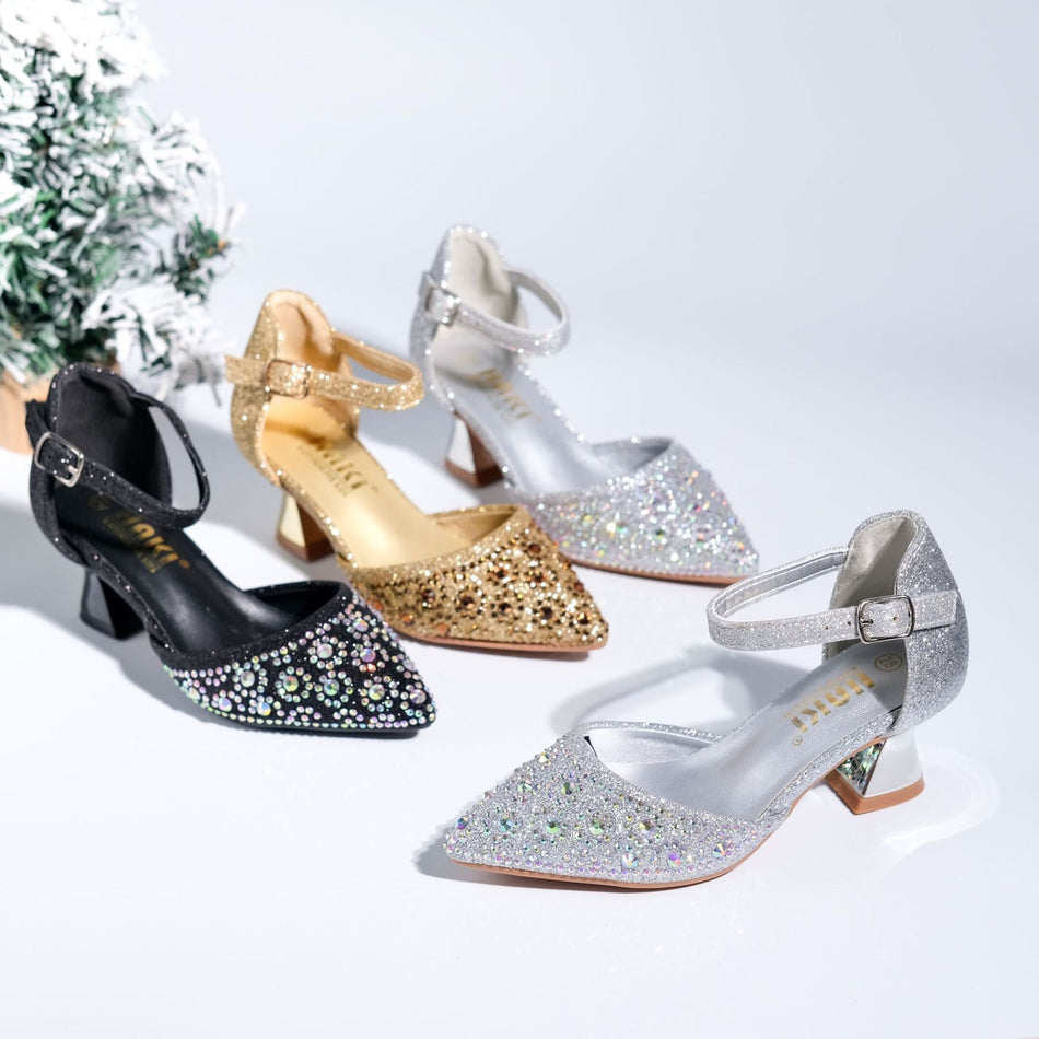 Girls' Rhinestone Pointed Toe Flats, European Fashion