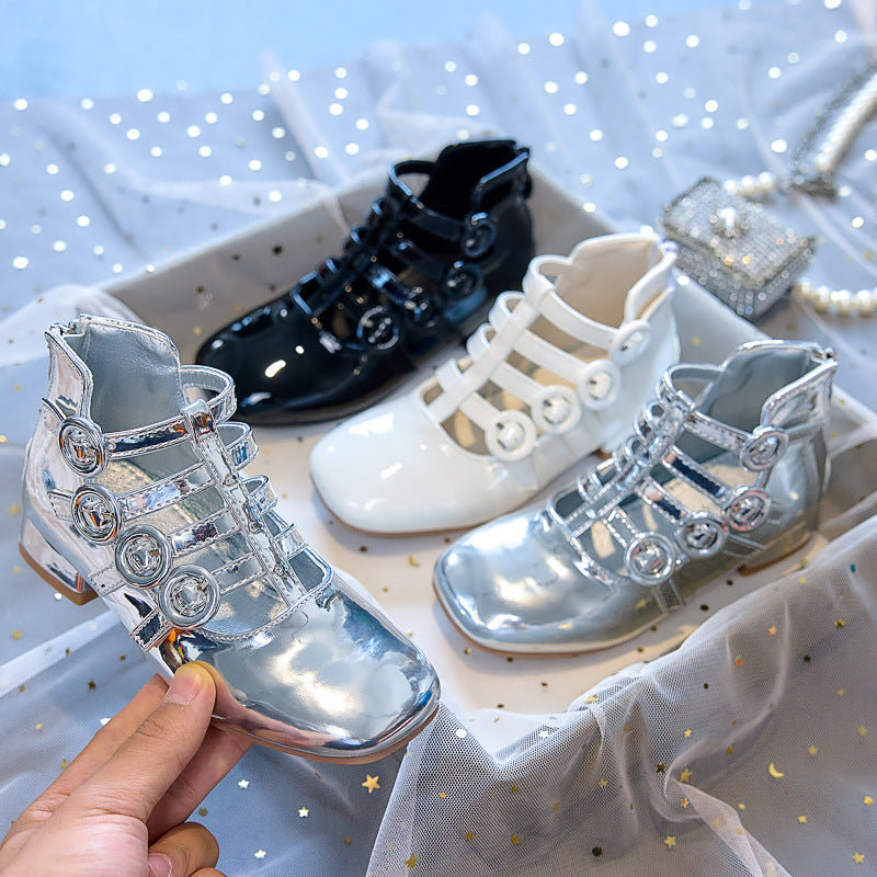 Girls' Mary Jane Princess Heels, Cute Zip-Back Style