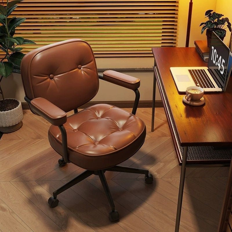 Retro Faux Leather Office Chair, Comfortable Backrest