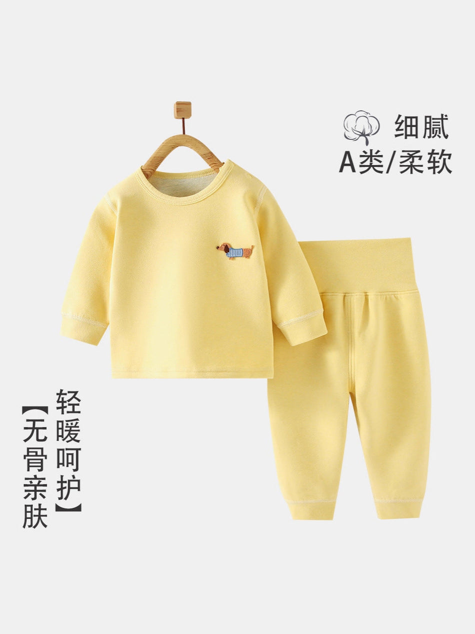 Kids' Thermal Two-Piece Set, High-Waisted Belly-Protecting Pants
