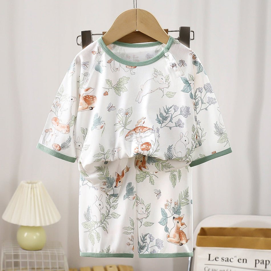 Kids' Bamboo Fiber Pajama Set, Korean Style Home Wear