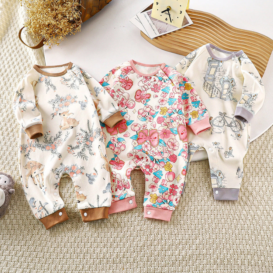 Baby Cotton Long Romper, Newborn Harper Jumpsuit