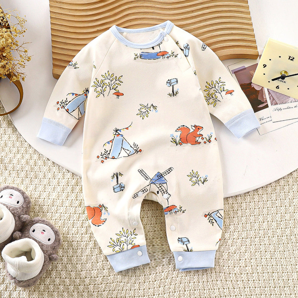 Baby Cotton Long Romper, Newborn Harper Jumpsuit