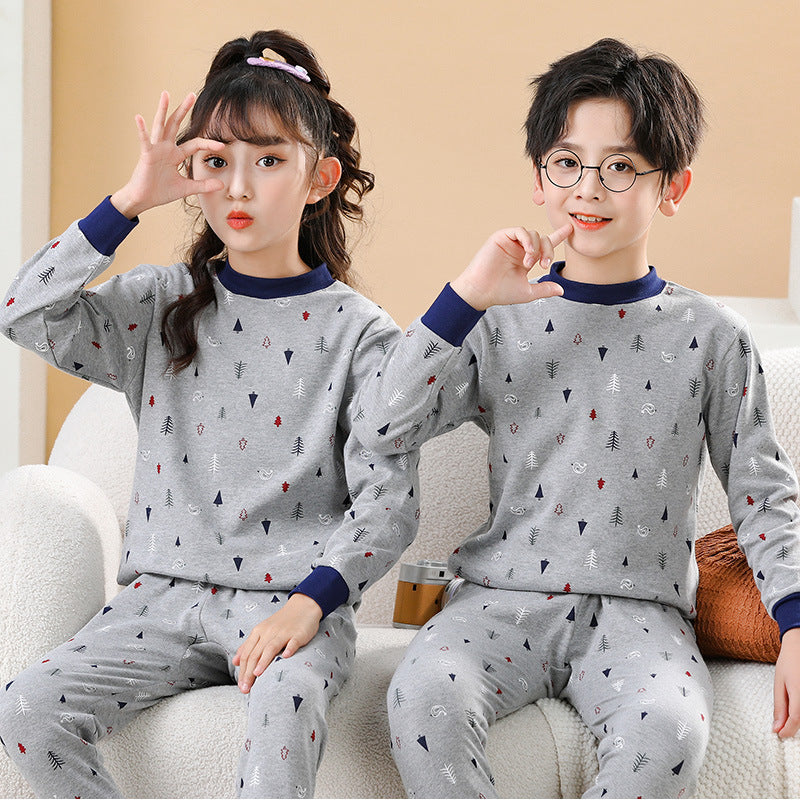 Kids' Cotton Thermal Underwear Set, Cartoon Print Base Layer