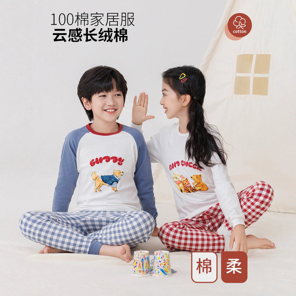 Kids' Cartoon Cotton Thermal Set, Cute Autumn Underwear