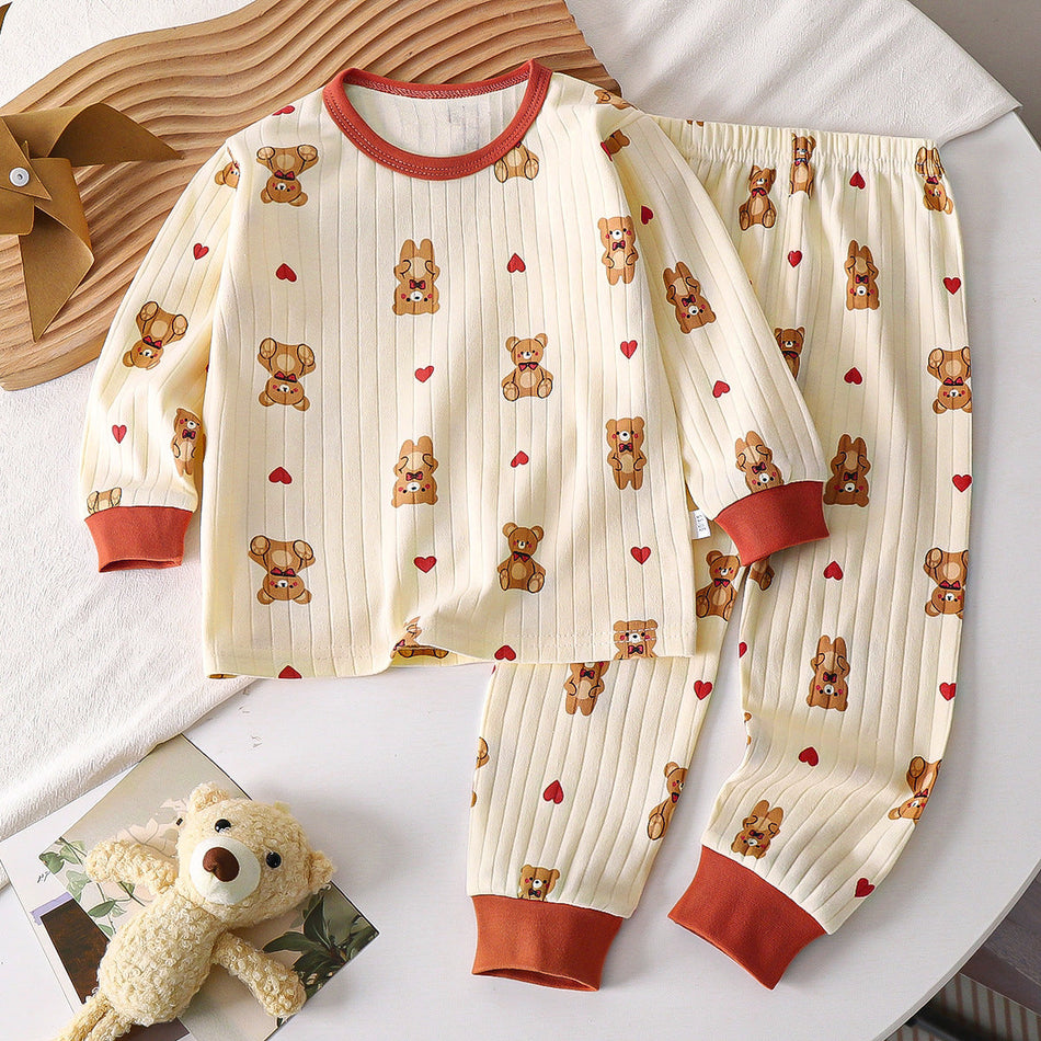 Kids' Cartoon Cotton Underwear Set, Warm Loungewear