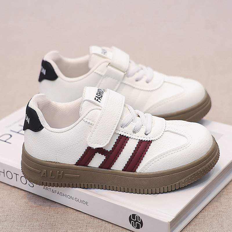 Soft Leather Board Shoes for Kids, Thick Rubber Sole