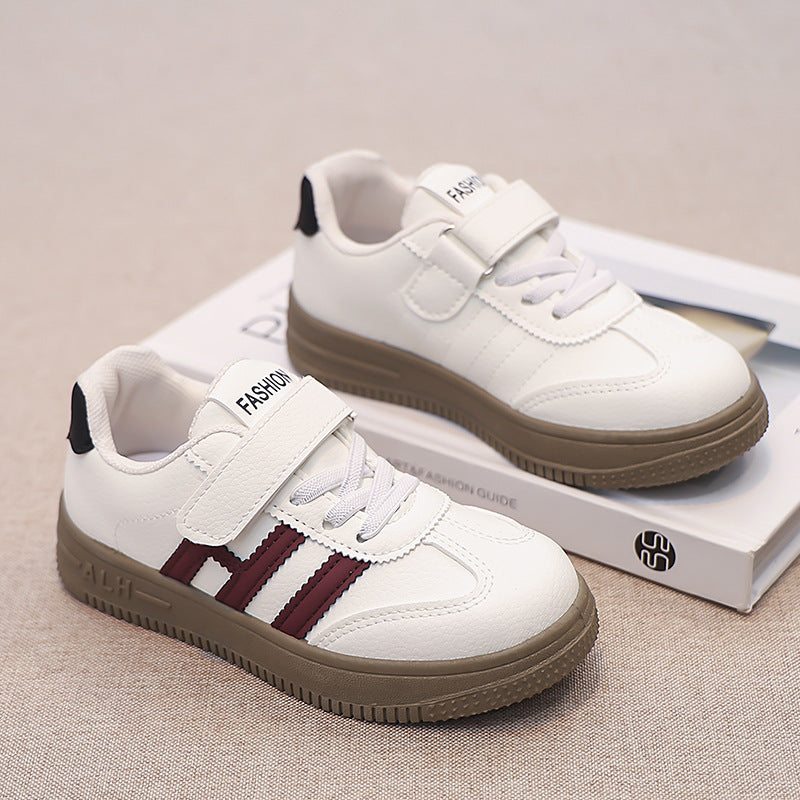 Soft Leather Board Shoes for Kids, Thick Rubber Sole