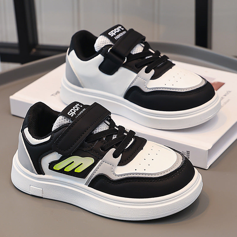 Color-Block Leather Sneakers for Kids, Anti-Slip Sole