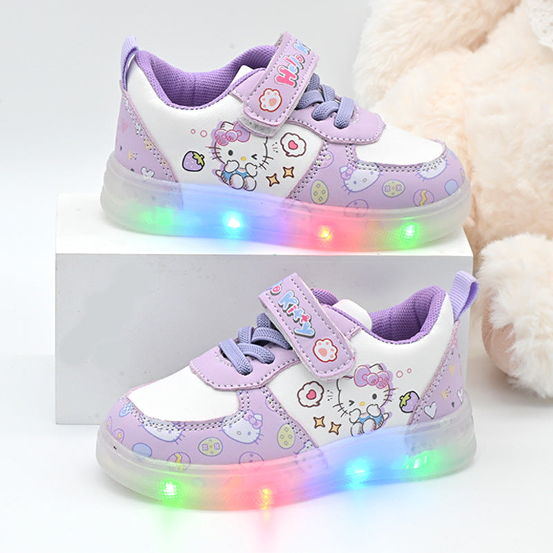 Light-Up Sneakers for Girls, Breathable Floral Design
