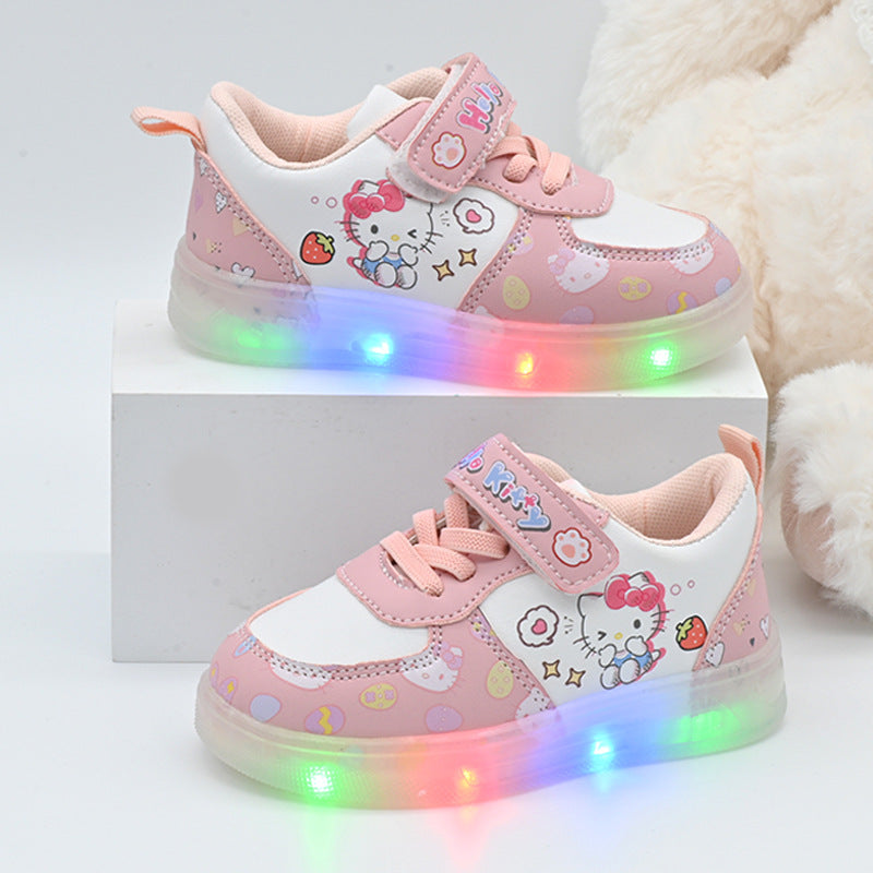 Light-Up Sneakers for Girls, Breathable Floral Design