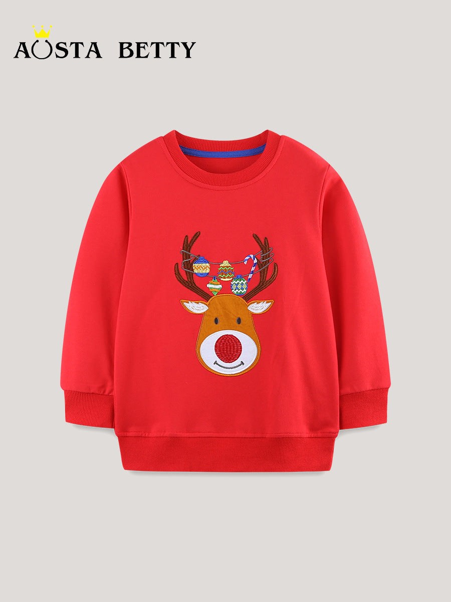 Boys 100% Cotton Knit Sweater with Animal Cartoon Print
