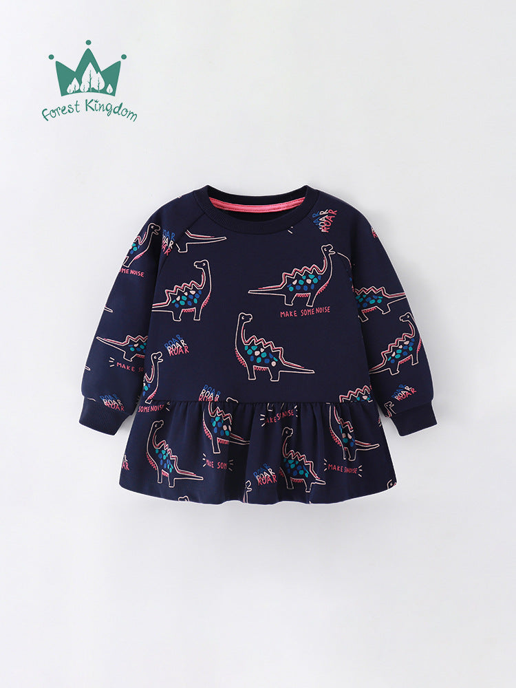 Girls 100% Cotton Sweater with Animal and Letter Print